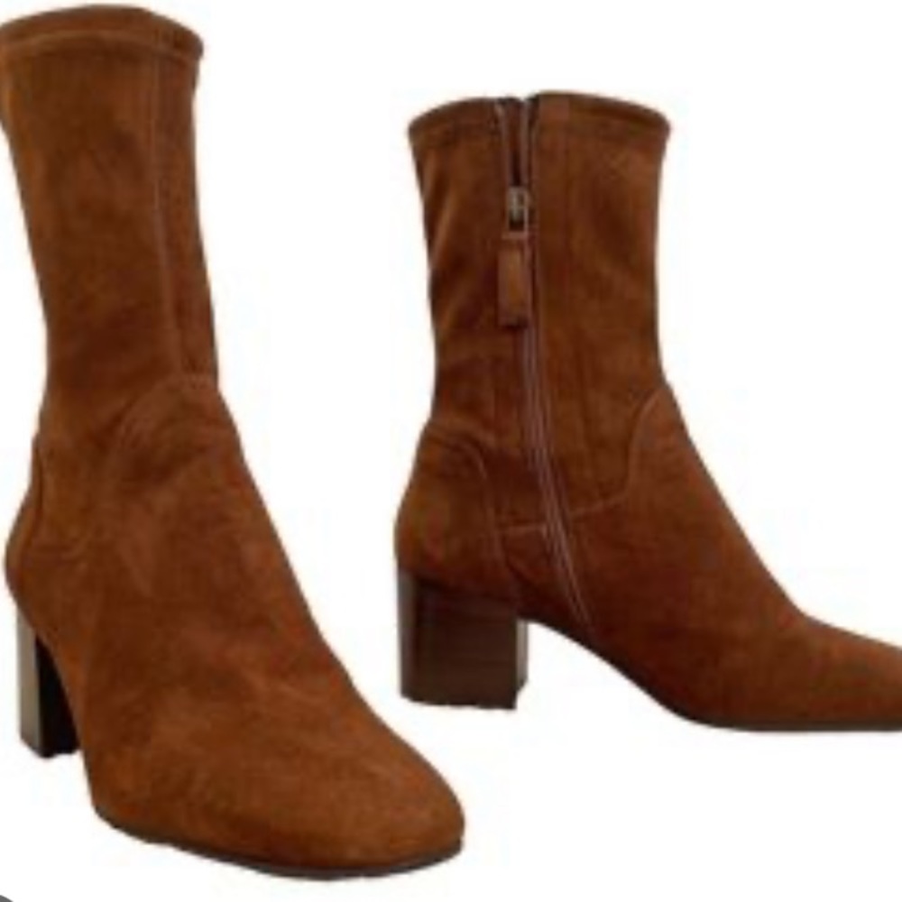 Aquatalia Carie Brown Suede Ankle Sock Boots